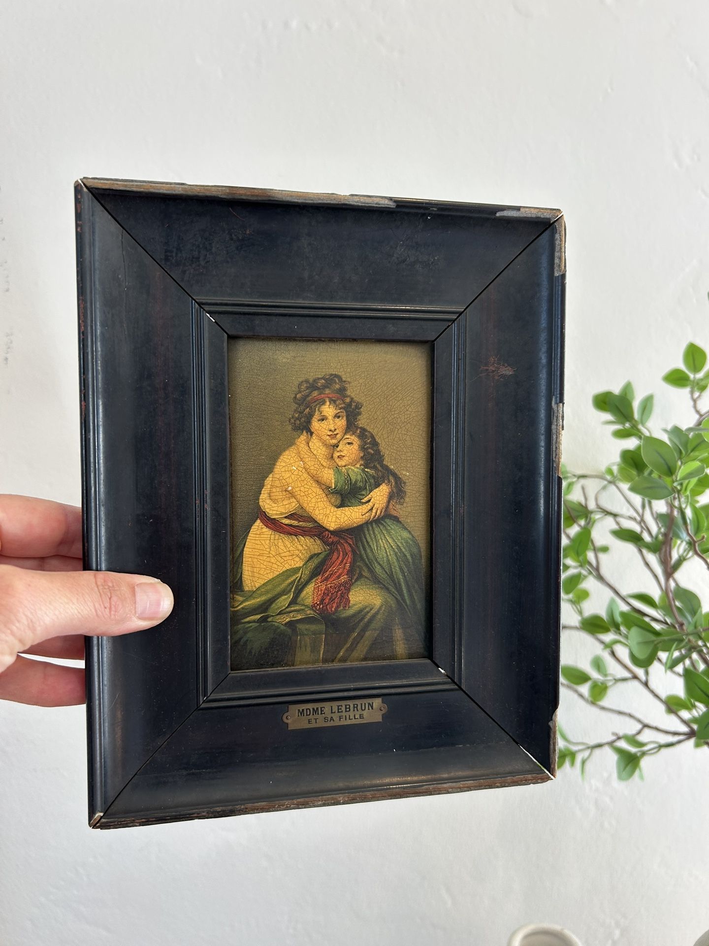 Antique Victorian Old Framed French Wall Hanging Table Top Decor Art Rare Vintage French Collectible