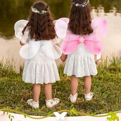 Set Of 3 X Girls Fairy Wings Costume - Butterfly Wings for Kids, Little Girls Birthday Party and Halloween Dress Up