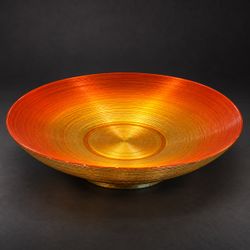 Large Decorative Glass Bowl Orange Gold