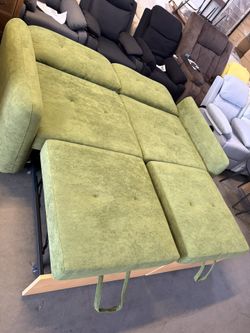 Queen size Pull Out Couch, Convertible Sofa Bed with Reclining Backrest, 2 In 1 Sofa Bed Couch ,For Living Room Office,Green