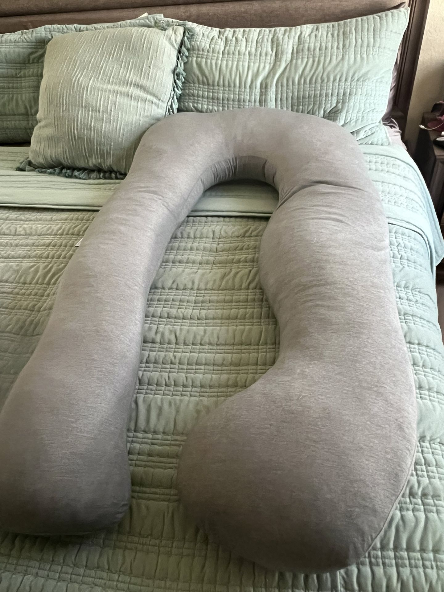 Pharmedoc Pregnancy Pillows, U-Shape Full Body Pillow - Solid – Cooling Removable Cover Dark Grey