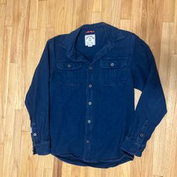 Iron and Resin Denim Blue Medium Flannel Long Sleeve Button Up Shirt Work Wear