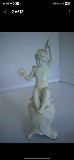 Vintage White Porcelain Cherub Figurine