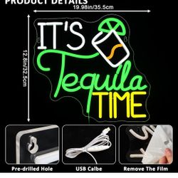 Tequila Time Led Sign Wall Decor Dimmable 20" X 13"