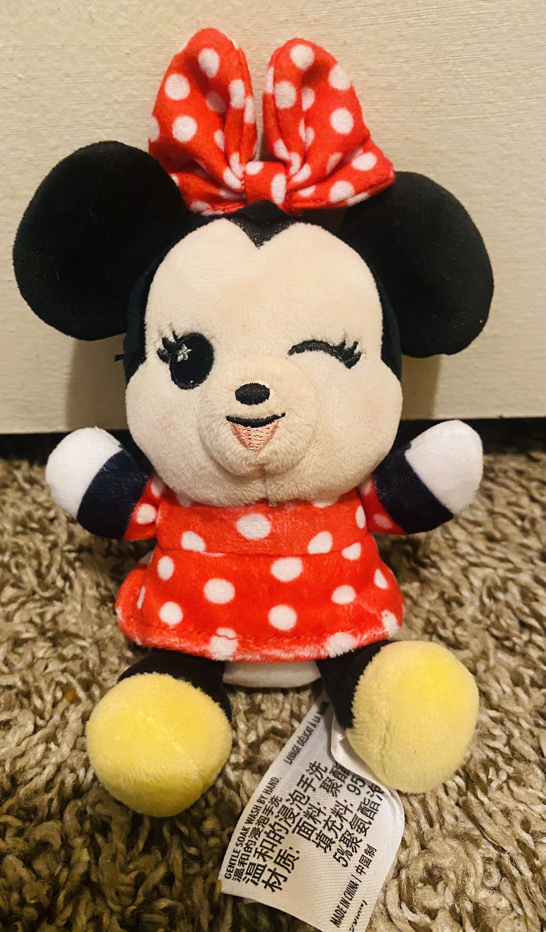 Disney Parks Wishables Minnie Mouse Red Classic White Polka Dot Mini Plush