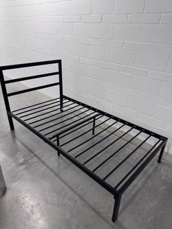Black Metal Twin Bed Frame with Headboard
