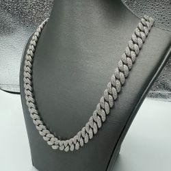 925 Silver Solid Miami Cuban Chain with Moissanite Chain