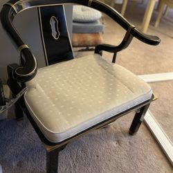 Vintage Asian-Inspired Black Lacquer Accent Chair