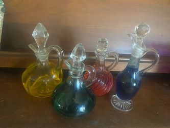 Crystal glass decanters w/stoppers - set of 4