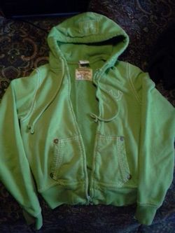 Lime Green True Religion Girls Hoodie Sweatshirt Jacket