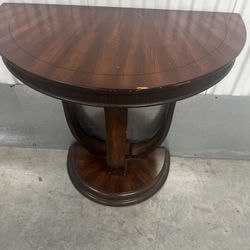 55 Downing Street Bentley 31" Wide Oak Wood Half-Round Console Table - 55 Downing Street. Used in good condition with some minor scratches, chips  and