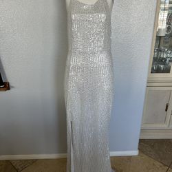 Women Long Party Dress Sexy Backless Sequin Dress Size M
