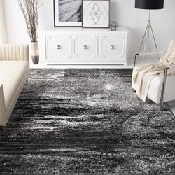 SAFAVIEH Area Rug 8x10 - Adirondack Collection - Large - Silver & Black, Modern Abstract Design