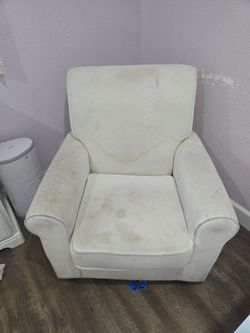 White Upholstered Armchair Glider