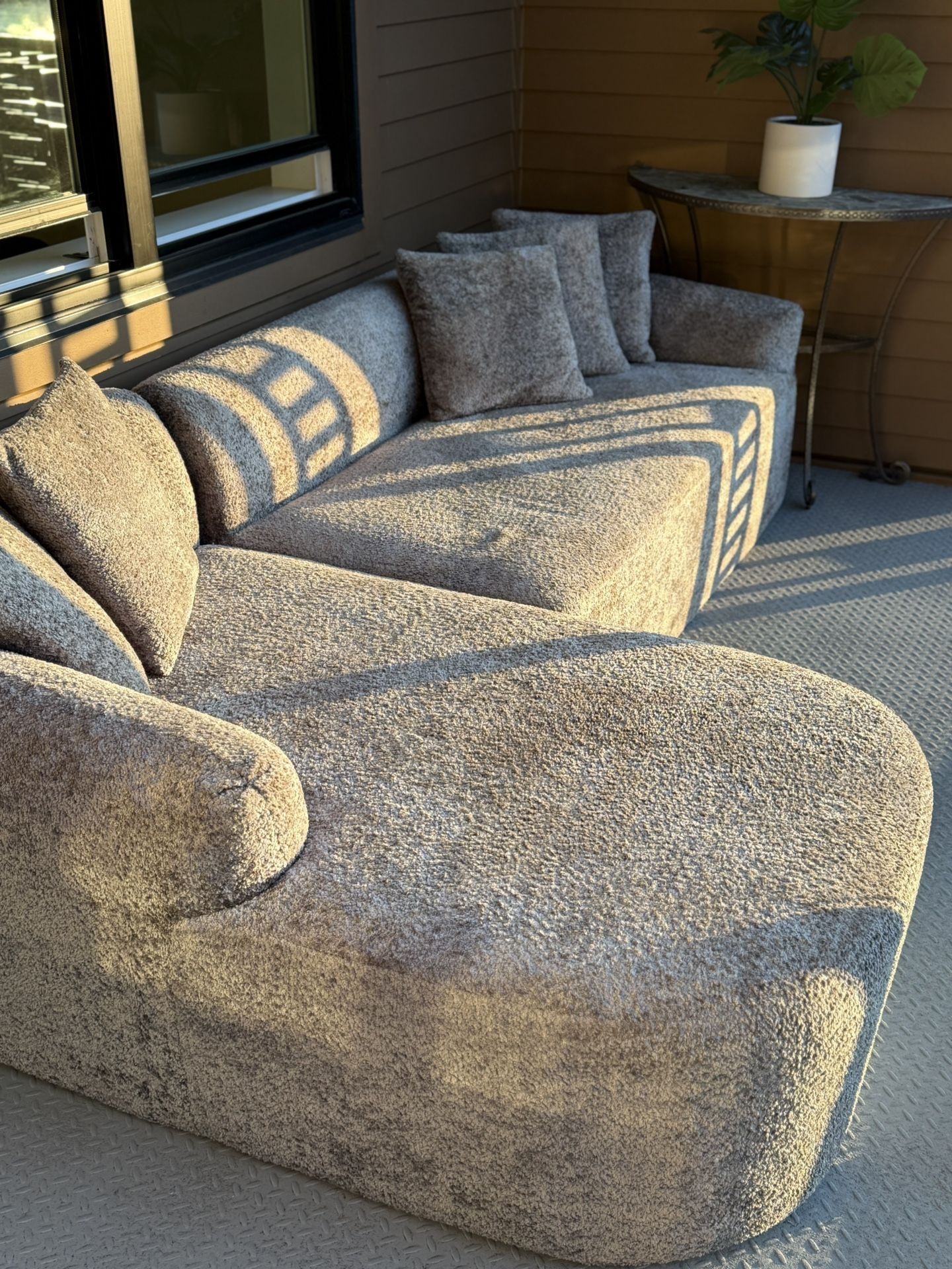 Light Grey Chenille Sofa With Right Side Chaise
