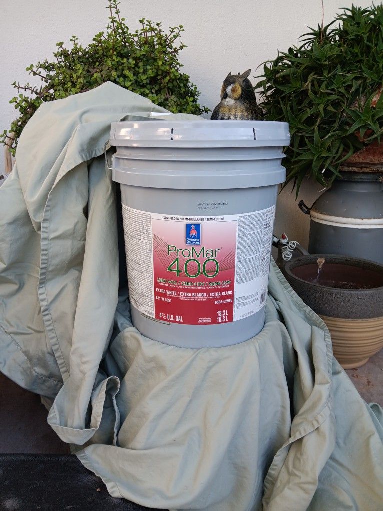 5 Gallons Sherwin-Williams Promar 400 Extra White Semi-gloss Exterior
