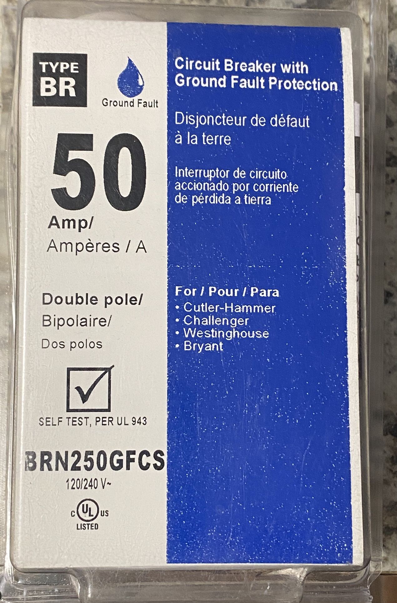 50AMP BR Type Double Pole Ground Fault Breaker