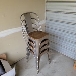 Metal Chair Solid Wood Seat MUST GO