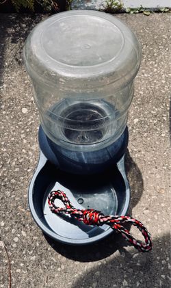 Automatic Pet Water Dispenser Dog Cat Water Bowl Station with Rope Toy