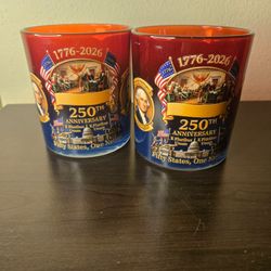 USA 250th Anniversary Commemorative Glasses Set of 2