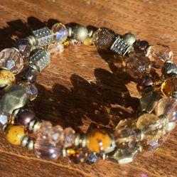 Coil Bracelet In Shades Of Topaz And Browns 