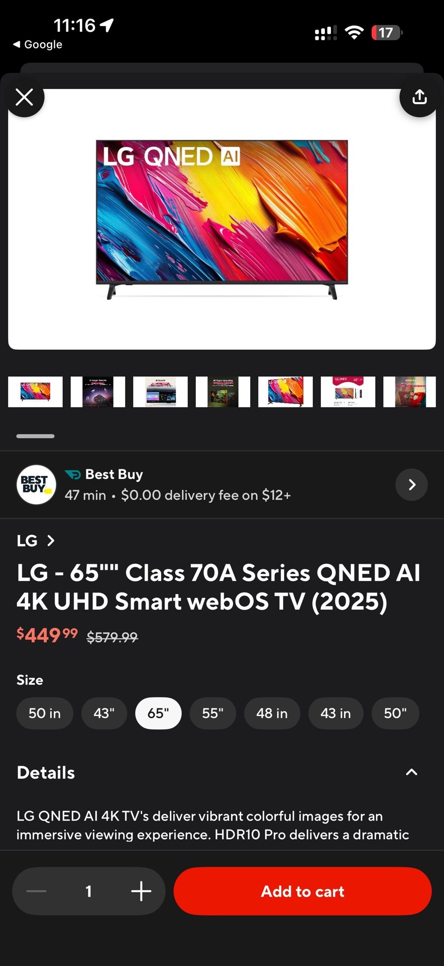 LG 65in Smart Tv