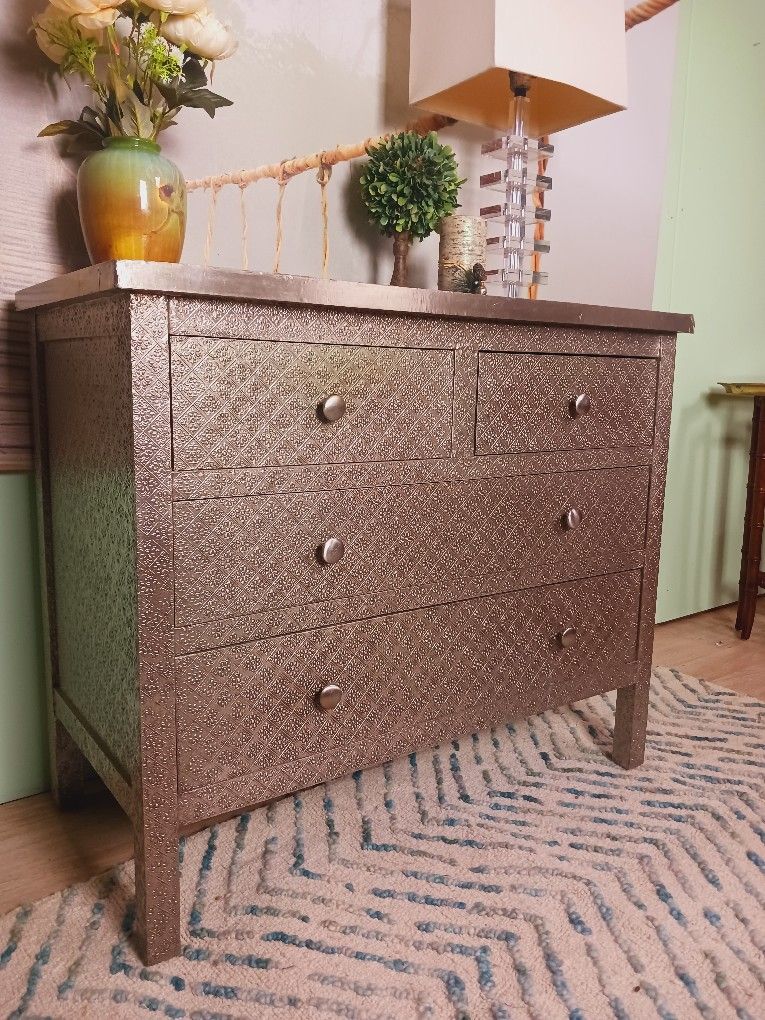 Vintage Metal Embossed Dresser