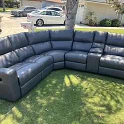 Gray Leather Sectional Recliners 