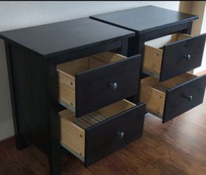 Ikea Hemnes 2-Drawer Nightstands (×2) Black-Brown