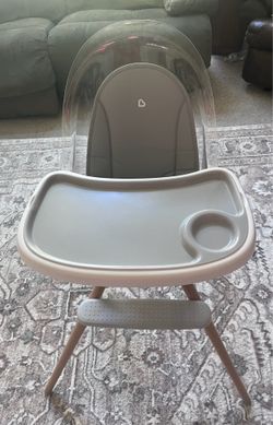 Munchkin® 360° Cloud™ Baby and Toddler High Chair with Clear Seat and 360° Swivel, White and Grey