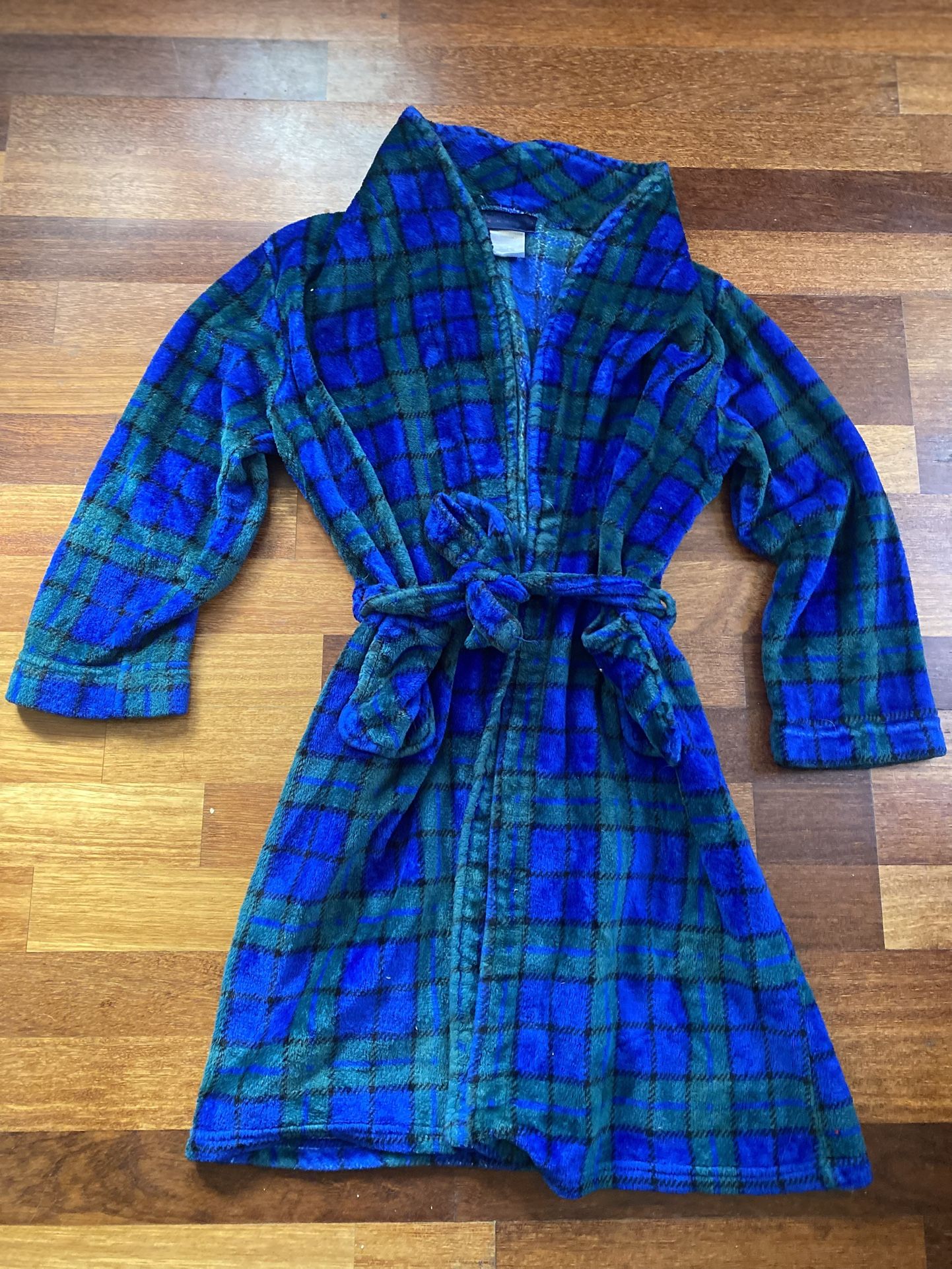 Children’s / Youth XL Warm & Cozy Robe Blue/ Green Plaid  