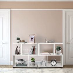 *BRAND NEW* Geometric Bookcases – Modern White Shelf Unit (Set of 2)