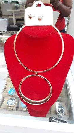 Copper Gold choker and ear ring set