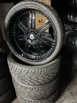 26 inch gloss black Asanti forged rims and tires