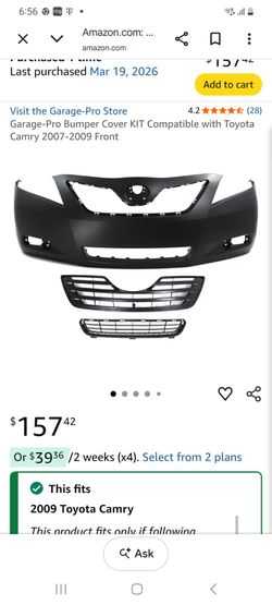 Bumper for a 2009 to 2010 Toyota Camry