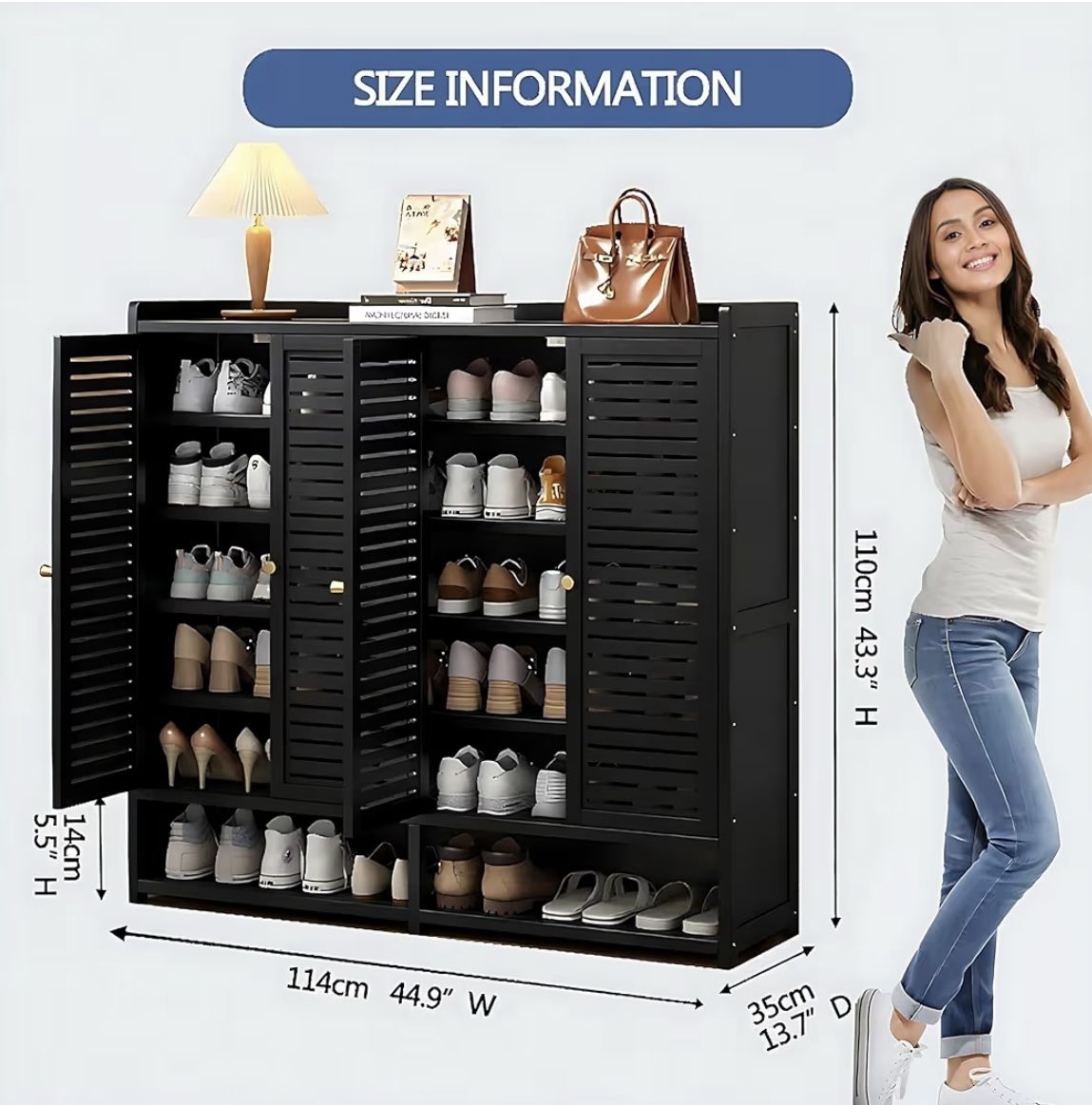 7-Tier Shoe Storage Cabinet with Shutter Doors, 36-40 Pairs Large Capacit Shoe Cabinet Sneakers Shoe Rack Shelf for...