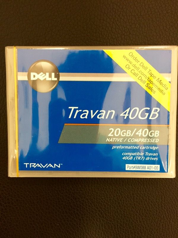 NEW Genuine Dell 9W088 Travan 40GB (TR7) 20/40GB Compressed Data Cartridge, Sold individually or as a Lot of 4.