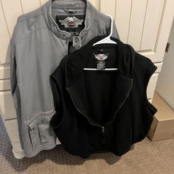 Harley Davidson Jacket With Matching Black Vest - Size “M”