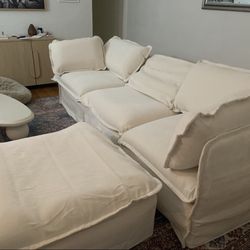 Anabei Modular Washable 3-Seater Sectional in Eggshell