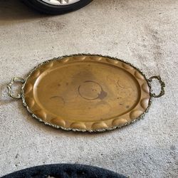 Solid XL Brass Vintage Platter Tray 