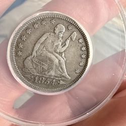 1854  seated quarter with arrows vf30