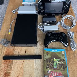 Nintendo Wii U (32GB, Black) with accessories and Zelda Wind Waker HD