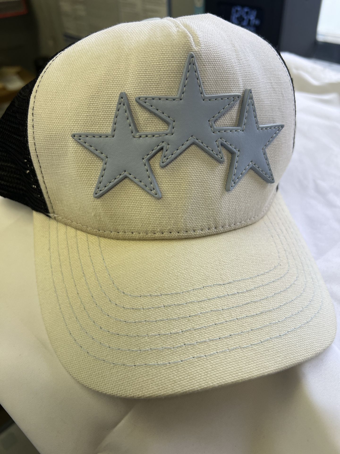 Amiri Leather Appliqué Trucker Three Star Cap $390