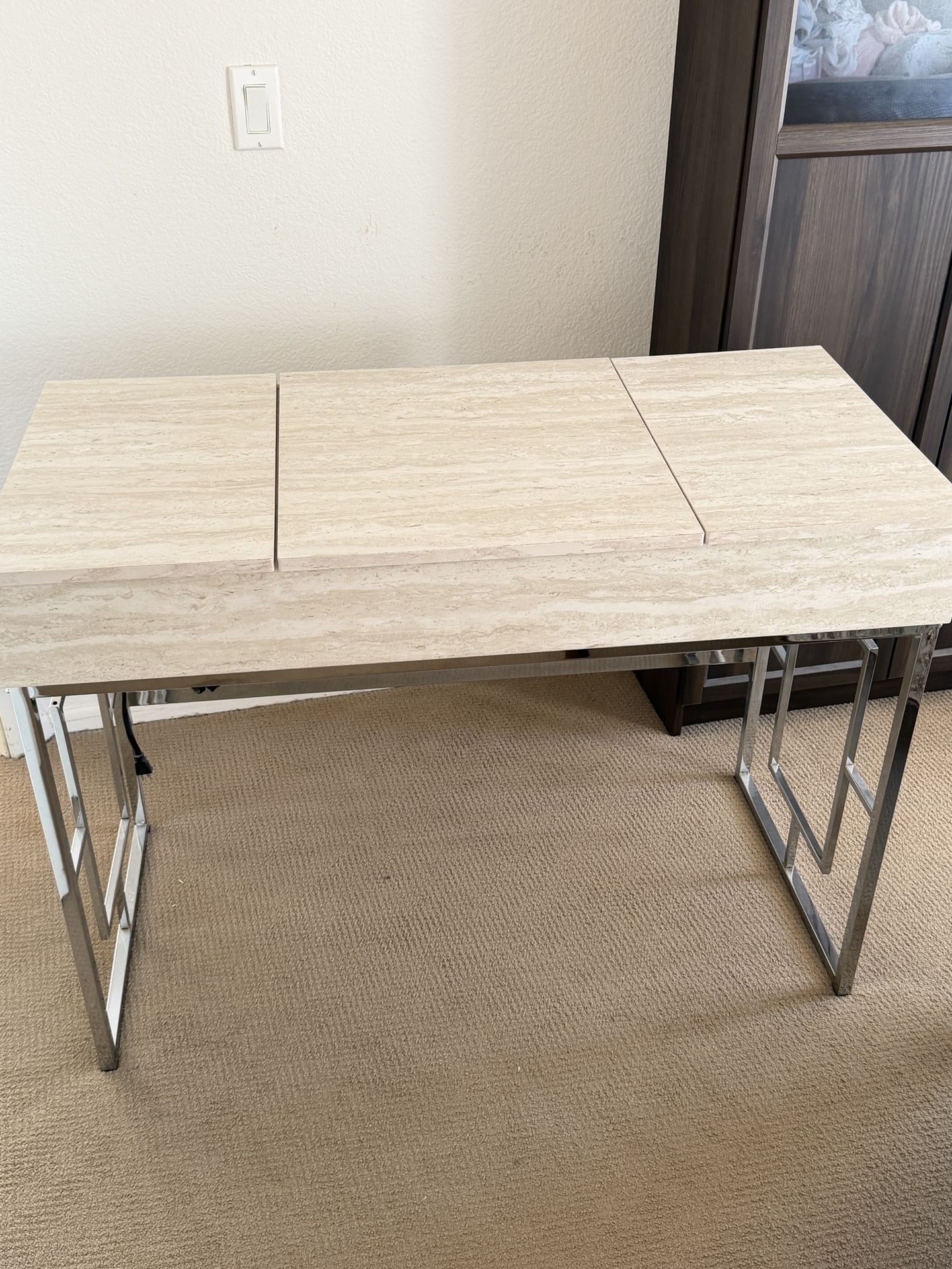 Acme Furniture Saffron Vanity Desk w/ Hidden Lift Mirrors & Soft Close Storage Compartment