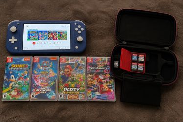 Nintendo Switch Lite Bundle + 4 Games + Mario Carrying Case