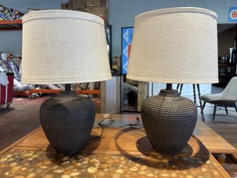 Earthen Brown Hammered Base Table Lamps (Set of 2)