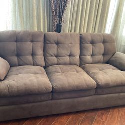 Used Plush Chocolate Sofa - Seats 3 Adults Comfortably 