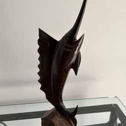 Carved Wood Marlin Sculpture 