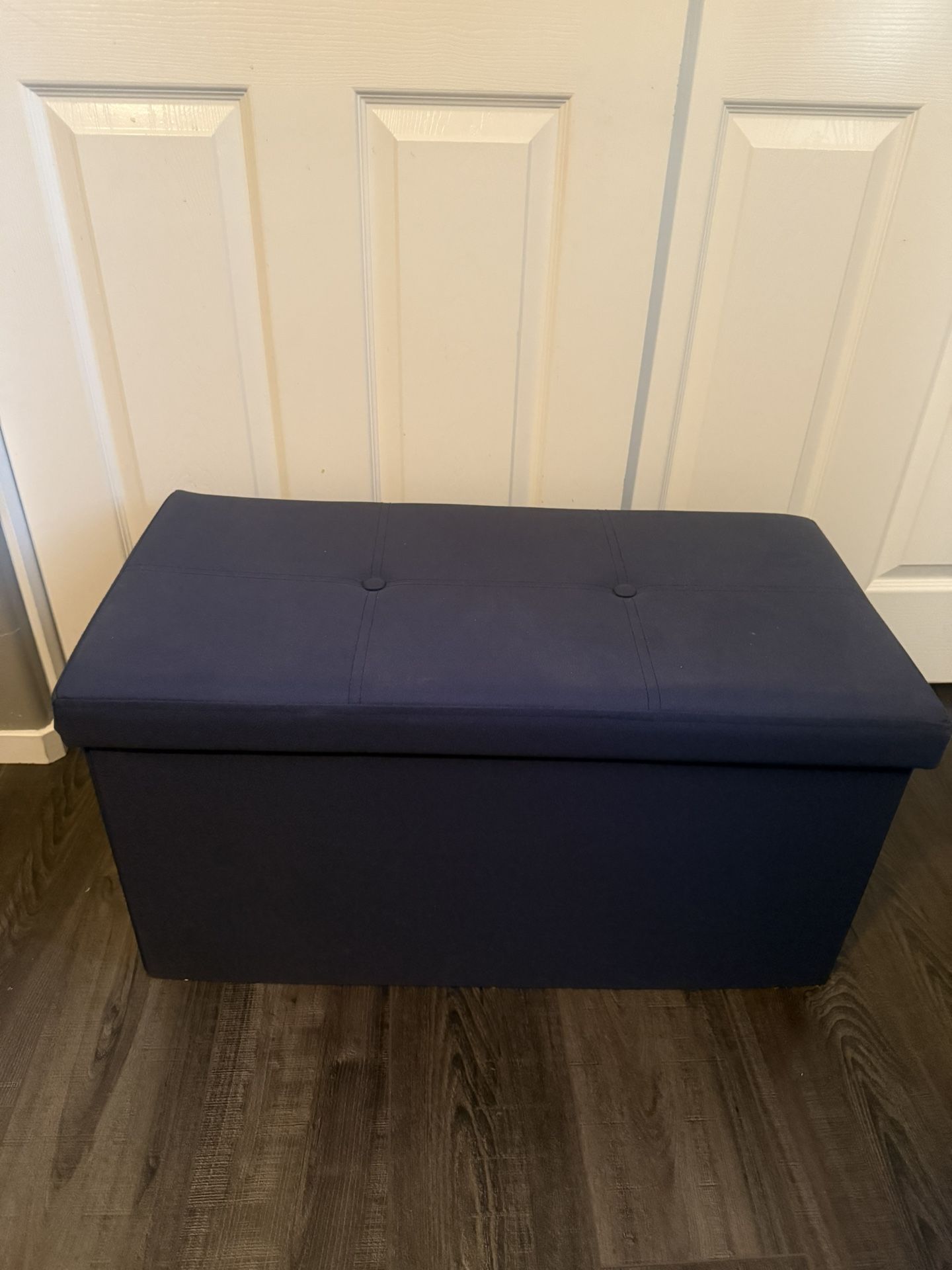 Dark Blue Storage Ottoman