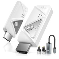 NEW Wireless HDMI Transmitter and Receiver, 4K Decode Plug and Play 1080P Portable Wireless HDMI Extender Set, Support 2.4G/5GHz, for Streaming Video